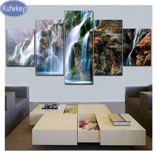 5 painéis natureza rock paisagem cascata diamante bordado 5d, diy, pintura de diamante imagem ponto cruz, mosaico de diamante 2024 - compre barato