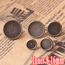 50pcs Free Nickel ANTIQUE BRONZE , Fashion Design Stud Earring with inner 8-16mm Round Blank base Tray ,  DIY earring  findings 2024 - buy cheap