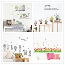 3d vivid garden plant flower wall stickers for kds rooms living room bedroom bathroom decoration wall decals mural arts poster 2024 - buy cheap