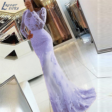 AE1264 Backless Long Sleeves Lace Mermaid prom dress robe de soiree vestido de festa evening dress pageant formal party dress 2024 - buy cheap