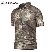 S. arco camisa polo camuflada masculina, camisa militar de camuflagem do anime, respirável e de secagem rápida, camisa tática com manga curta camuflada exército 2024 - compre barato