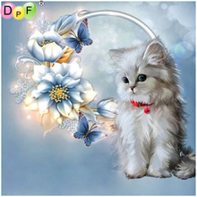 DPF DIY The cat flowers 5D diamond embroidery home decor 3D mosaic full square diamond painting cross stitch wall pinting crafts 2024 - buy cheap
