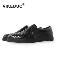 Vikeduo 2020 Summer Handmade Designer High Quality Men Flats Shoes Breathable Fashion Genuine Leather  Casual Black Footwear 2024 - buy cheap