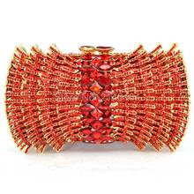 Women Party Handmade Red Diamond Clutch Bag Bridal Wedding Beaded bags Metal Clutches Hard Case Crystal Beading Evening Bag Q12 2024 - buy cheap