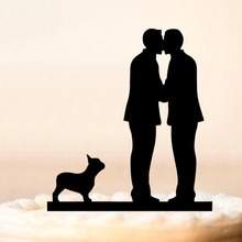 Topo de bolo de homens e mulheres, decoração de casamento, silhueta de cachorro, suprimentos 2024 - compre barato