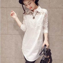 2020 Spring New Plus Size Women Fashion Long-sleeved Lapel White Lace Embroidered Shirt Blouse Women Shirt Tops 3XL XXXL 2024 - buy cheap