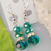 Free Shipping  Beautiful Jewelry AB Malachite Green Crystal Faceted Beads Earrings Pair  MC1803 2024 - buy cheap