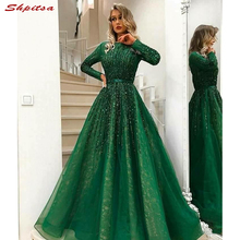Long Sleeve Mother of the Bride Dresses for Weddings Beaded A Line Green Evening Gowns Groom Godmother Dinner Dresses 2018 2024 - buy cheap