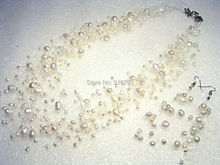 HYFY2014329 ** joyería blanco perla de la boda del pendiente del collar de la 17,5" 2024 - compra barato
