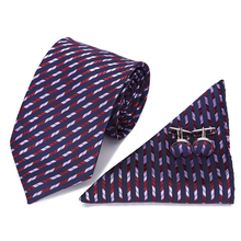 L1003-S04  Brand New Luxury Tie Set 7.5cm Purple Striped Necktie Gravata Pocket Square Handkerchief Cufflinks Suit For Wedding 2024 - buy cheap
