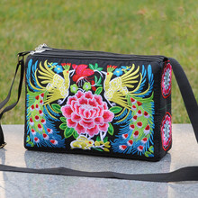 National Embroidery Women Travel handbag!Nice Multi Floral embroidered Lady Shoulder&Crossbody bag Bohemian Three-layers Carrier 2024 - buy cheap