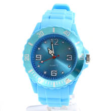 Luxury Brand Unisex Analog Quartz Round Watch 3 Hands Movement Light Blue Soft Silicone Band Light Blue Dial 2024 - buy cheap
