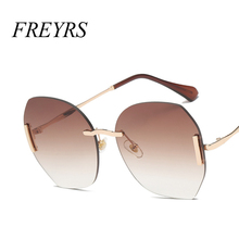FREYRS Women Rimless Sunglasses Classic Brand Designer Gradient Sun Glasses For Women Vintage Round Gafas Fashion Oculos 5173 F 2024 - buy cheap