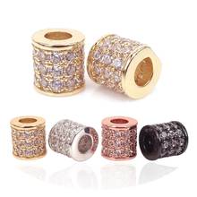 New Pure Gold/Silver/Black Color Micro Pave White CZ Zircon Tube Beads For Tulum Bracelet DIY Jewlery Making Accessories 6mm 2024 - buy cheap