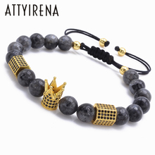 New design Trendy Imperial Crown&hexagon Charms Bracelets Men Natural Stone Light Beads For Women Men Braiding Macrame Bracelets 2024 - buy cheap