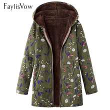 Warm Fluffy Printed Winter Jacket Women Plus Size Casual Hooded Zipper Long Sleeve Coat Plush Womens Jackets And Coats Outerwear 2024 - buy cheap