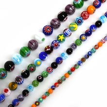 4/6/8/10mm Pick Size Millefiori Flower Lampwork Glass Beads For Necklace Bracelet DIY Jewelry Making 2024 - buy cheap
