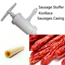 Manual Sausage Meat Fillers Machine + 14m*28mm Dry Salami Collagen Meat Sausages Casings Filler Shell for Sausage Maker Machine 2024 - buy cheap