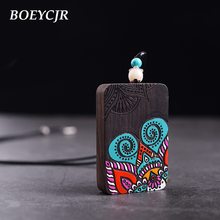 BOEYCJR  Yoga Hand Painted Wood Necklace Handmade Ethnic Handmade Pendant Necklace for Men and Women Jewelry  2024 - buy cheap