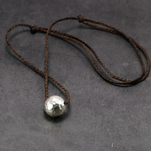 Настоящие 925 пробы подвеска серебряный шар ожерелье для женщин ручной работы античный ретро кулон регулируемый плетеный свитер с веревкой ожерелье 2024 - купить недорого