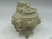 Collection rare CHINESE OLD exquisite 9 dragons bronze Incense burner 2024 - buy cheap