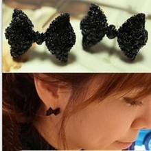 2018 New hot Fashion Simple Vintage Metal Black Butterfly Bow stud lady ear jewelry earrings for women  4ED02 2024 - buy cheap