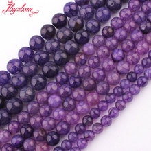 6,8,10mm Smooth Round Bead Ball Cracked Purple Agates Stone Beads For DIY Necklace Bracelets Jewelry Making 15" Free Shipping 2024 - buy cheap