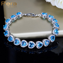 Pera Romanric Heart Shape White Gold Color Female Party Jewelry Light Blue Cubic Zirconia Bangles & Bracelets For Women B068 2024 - buy cheap