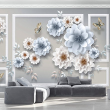 Self-Adhesive Wallpaper European Style Retro Blue Flowers Butterfly Photo Wall Murals Living Room Bedroom Background Wall Decor 2024 - buy cheap