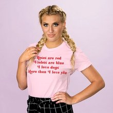 i love dogs moew than i love you T-Shirt Red Letter Tumblr Shirt Casual Funny Graphic Valentine's Day Unisex Tops Pink Clothing 2024 - buy cheap