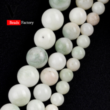 Contas de pedra redondas de jade luz verde natural, para fazer joias, colar diy, pulseira, anel de 4mm-12mm, espaçador, 15 "por atacado 2024 - compre barato