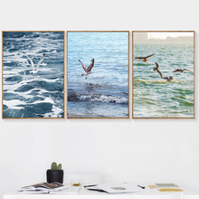 Blue Ocean Seagull Landscape Wall Art Canvas Painting Nordic Posters And Prints Wall Pictures For Living Room Bedroom 2024 - buy cheap