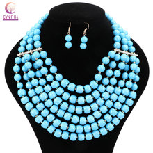 Women African Beads Jewelry Sets For Party Bridal Wedding Accessories Set Earrings Pendant Necklace Jewelry Sets 2024 - buy cheap