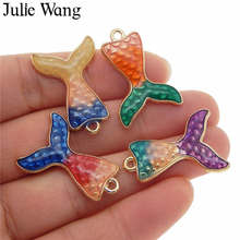 Julie Wang 10PCS Enamel Colorful Mermaid Tail Charms Mixed Bracelet Necklace Alloy Pendant Jewelry Making Accessory 2024 - buy cheap