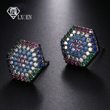 LXOEN-pendientes geométricos Multicolor para mujer, aretes pequeños de circonita, pistola negra, Vintage, Punk, regalo de joyería 2024 - compra barato