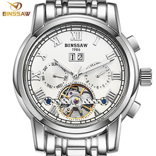 BINSSAW Men Automatic Mechanical Watches Luxury Brand Fashion Tourbillon Stainless Steel Business Sports Watch Relogio Masculino 2024 - buy cheap