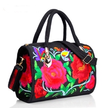Bolso de tela con bordado de flores para viaje, bolsa de mano portátil de doble uso, estilo Retro étnico 2024 - compra barato