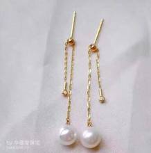 Free shipping charming AAA round 10-11mm south sea white dangle pearl earring 14 2024 - buy cheap