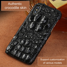 LANGSIDI Luxury Real Genuine crocodile leather case for iphone XR XS MAX Original phone cover For iphone 11 pro max 13 7 8 plus 2024 - buy cheap