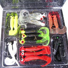 17Pcs/Set Mini Soft Fishing Lures Lead Jig Head Hook Grub Worm Soft Baits Shads Silicone Fishing Baits for Ocean Fishing Pesca 2024 - buy cheap