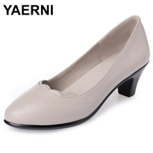 YAERNI 2022 Women's comfortable shoes  new spring leather shoes dress professional work mother shoes women E540 2024 - buy cheap