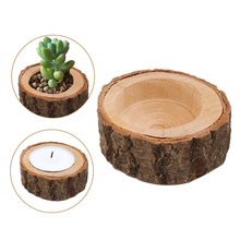 1PC Candle Stand Set Creative Wooden Bark Candlestick Indoor Flower Pot Home Decoration Ornament Small Size 2024 - buy cheap