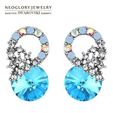 Neoglory Austria Crystal & Auden Rhinestone Stud Earrings Trendy Round Design Stylish Jewelry For Women Wholesale Gift 2024 - buy cheap