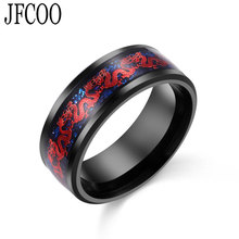 Stainless steel Red Ring Men Chinese Gold Dragon Inlay with Rings Jewelry 2024 - buy cheap