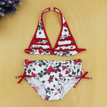 2018 New Summer Girls Split Two-pieces Swimwear Girls Close-fitting Elastic Leopard And Floral Swimsuit Girls Hot Beachwear 2024 - buy cheap