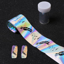 holographic Laser Starry Stickers Nail Foil 100*4cm Transfer Sticker Geese Feather Patterns Manicure Nail Art Decoration 2024 - buy cheap