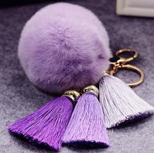 Vintage Gold  Rex Rabbit Hair Ball Ice Tassel Keychain For Keys Car DIY Bag Key Chain Handbag Key Ring Jewelry Gift  HOT  A287 2024 - buy cheap