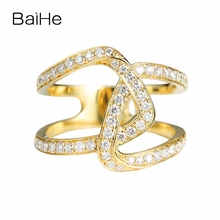 BAIHE-anillo de oro amarillo de 14 quilates con diamantes naturales, joyería de boda, 14K, H/SI, 0,50 CT, regalo romántico 2024 - compra barato