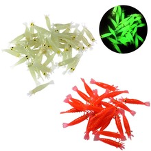 27Pcs 1.7in Glow Shrimps Soft Lure Baits Luminous Grub Worms Red & Glow in Dark Shrimps Carp Bass Fishing Soft Lures Pesca 2024 - buy cheap