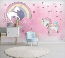 Пользовательские 3d фрески большой детской комнаты обои Корона Единорог Принцесса Принц розовый шар ТВ фон настенная бумага 2024 - купить недорого